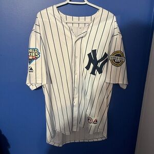 Majestic White and Black Pinstripe Jersey